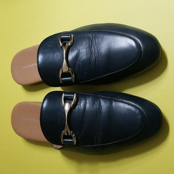 Saks Fifth Avenue Rupert Leather Loafer Mules - Picture 2 of 12